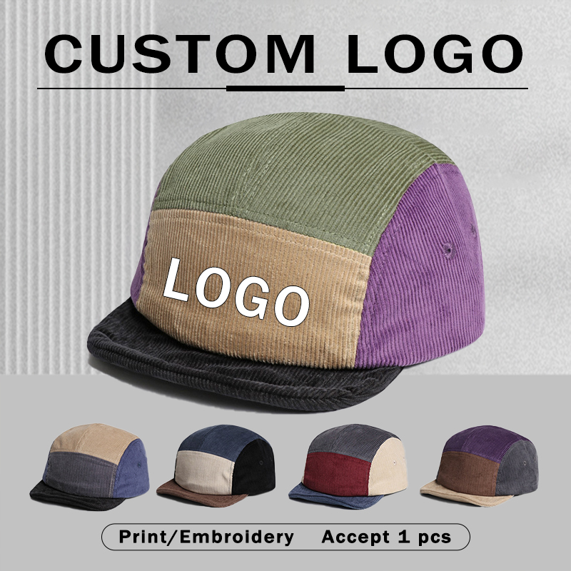 Corduroy Cap 5 Panel - Retro Corduroy Baseballpetten met korte klep,